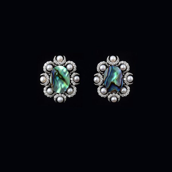 Mother of Pearl Diamond Studs